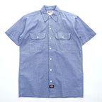 Dickies 90年代 ヴィンテージ シャンブレー 半袖ワークシャツ M ブルー ボックスシルエット