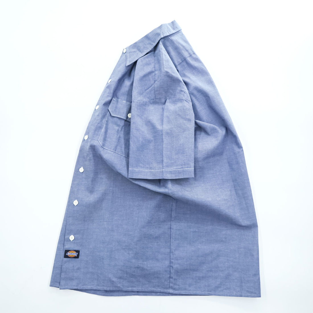 Dickies 90年代 ヴィンテージ シャンブレー 半袖ワークシャツ M ブルー ボックスシルエット