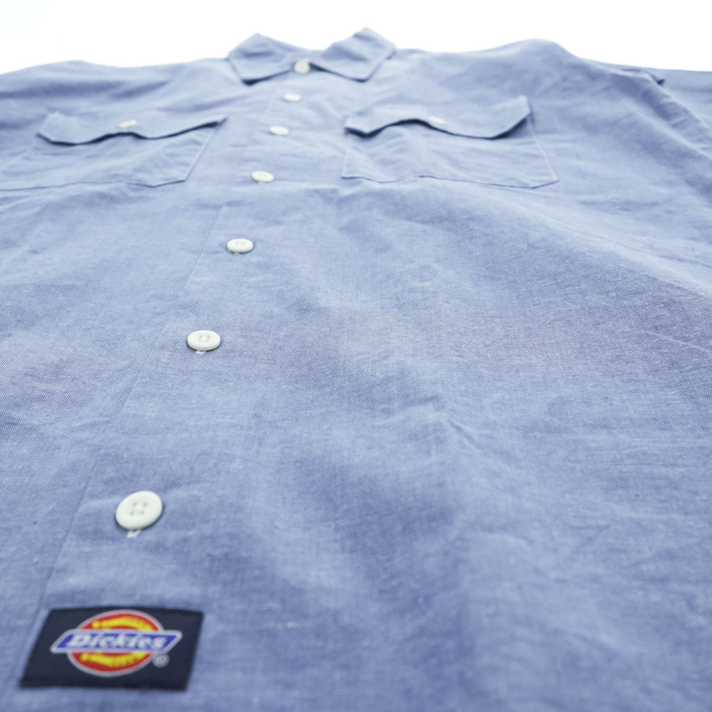 Dickies 90年代 ヴィンテージ シャンブレー 半袖ワークシャツ M ブルー ボックスシルエット