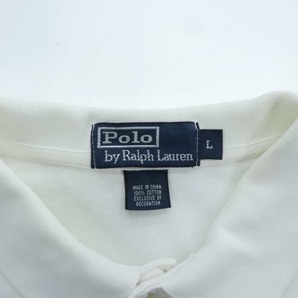 Polo Ralph Lauren 90年代 ヴィンテージ ポロシャツ L ホワイト 刺繍 スモールポニー ロゴ 鹿の子