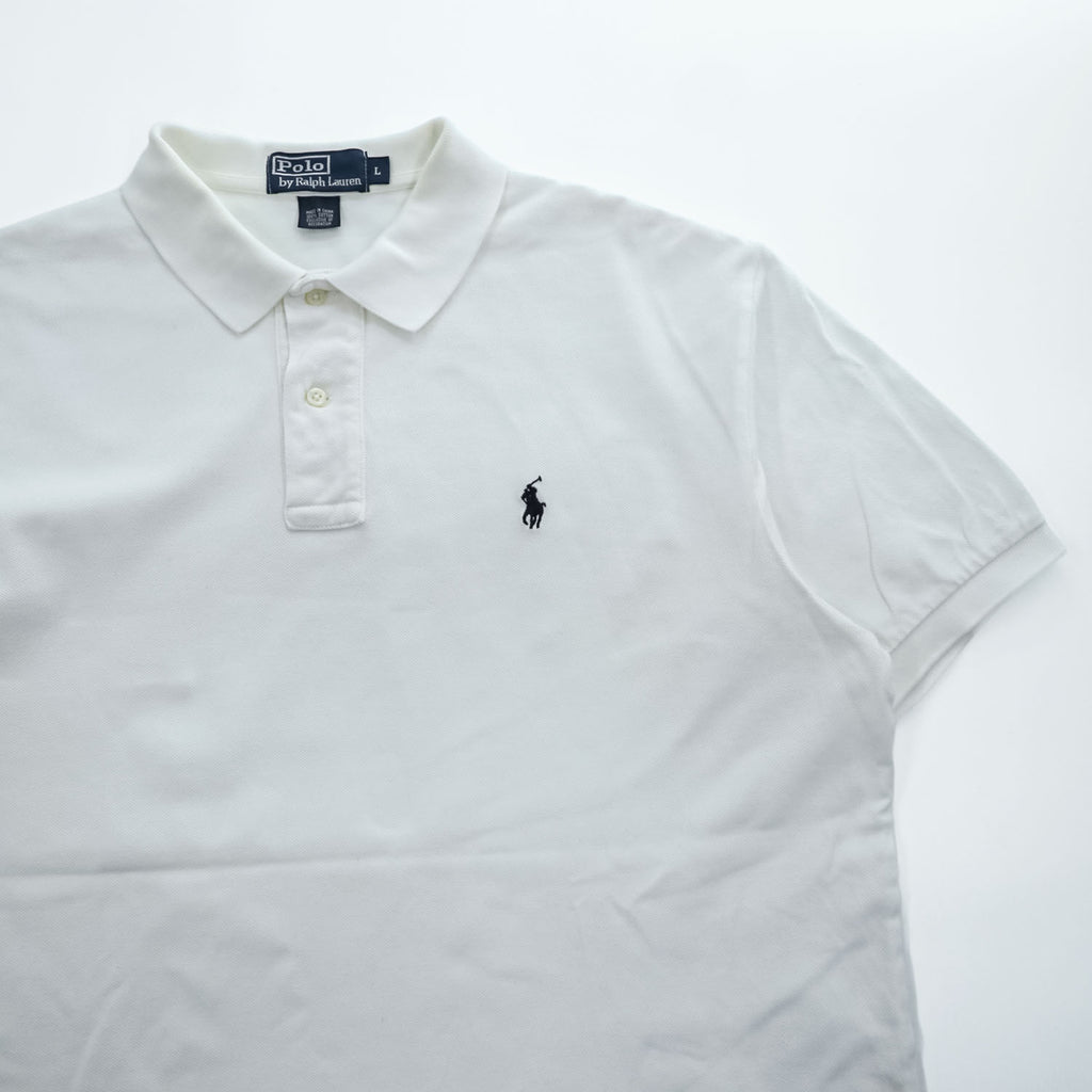 Polo Ralph Lauren 90年代 ヴィンテージ ポロシャツ L ホワイト 刺繍 スモールポニー ロゴ 鹿の子