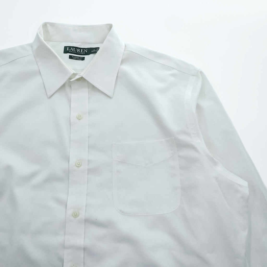 LAUREN RALPH LAUREN 長袖 ドレスシャツ L ホワイト CLASSIC FIT NON IRON