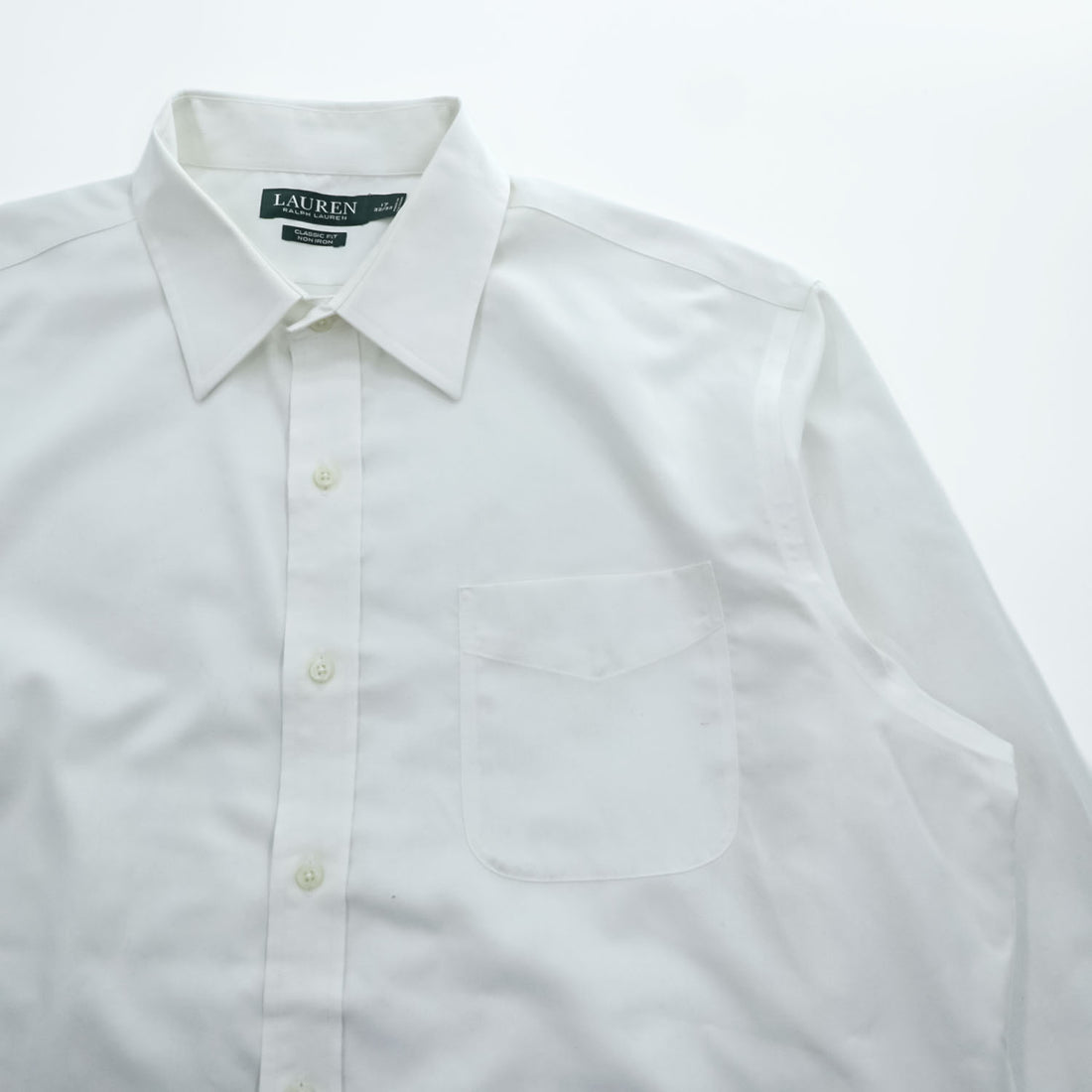 LAUREN RALPH LAUREN 長袖 ドレスシャツ L ホワイト CLASSIC FIT NON IRON