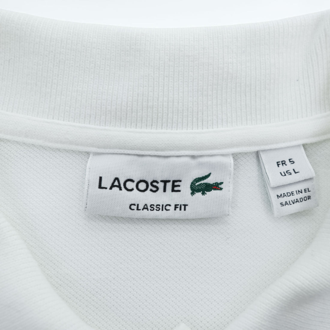 LACOSTE ポロシャツ L ホワイト ワンポイントロゴ CLASSIC FIT 鹿の子 FA10640