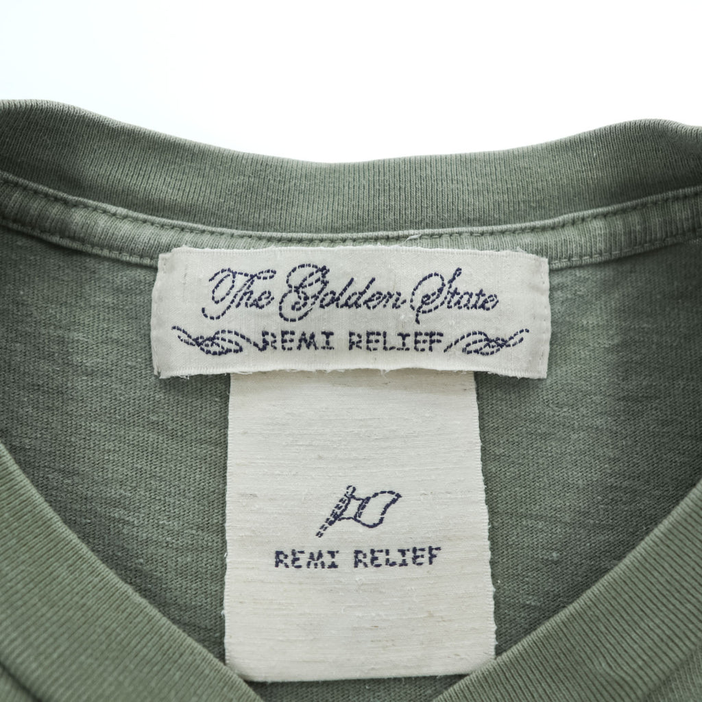 REMI RELIEF The Golden State Never Mind Guitar Graphic Vintage Wash Olive T-Shirt Size M Made in Japan