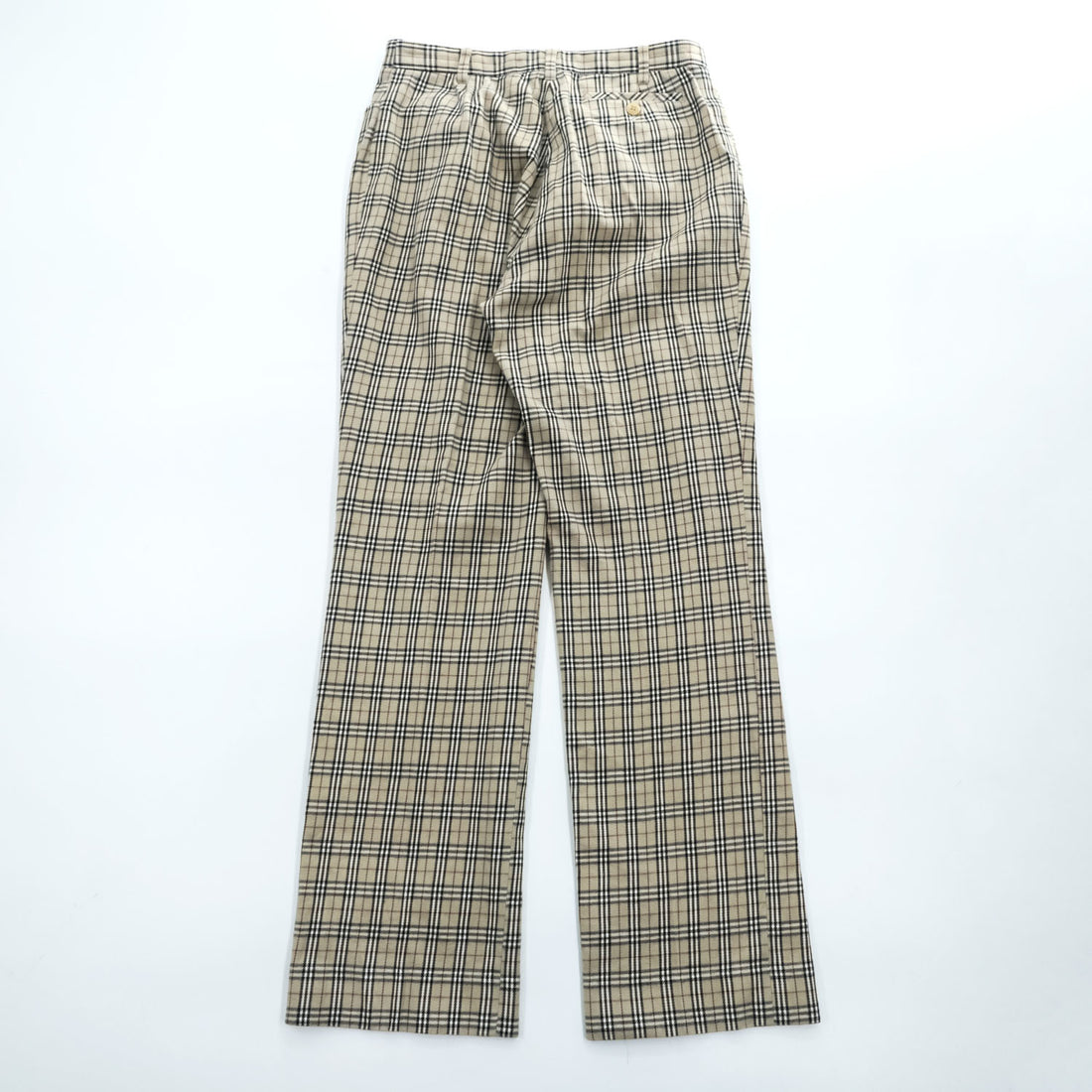 BURBERRY LONDON 日本製 ノバチェック フレア チノパンツ XL ベージュ ストレッチ