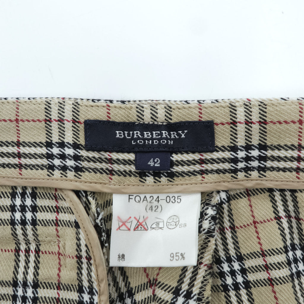 BURBERRY LONDON 日本製 ノバチェック フレア チノパンツ XL ベージュ ストレッチ