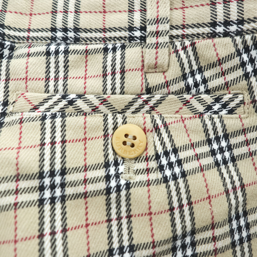 BURBERRY LONDON 日本製 ノバチェック フレア チノパンツ XL ベージュ ストレッチ
