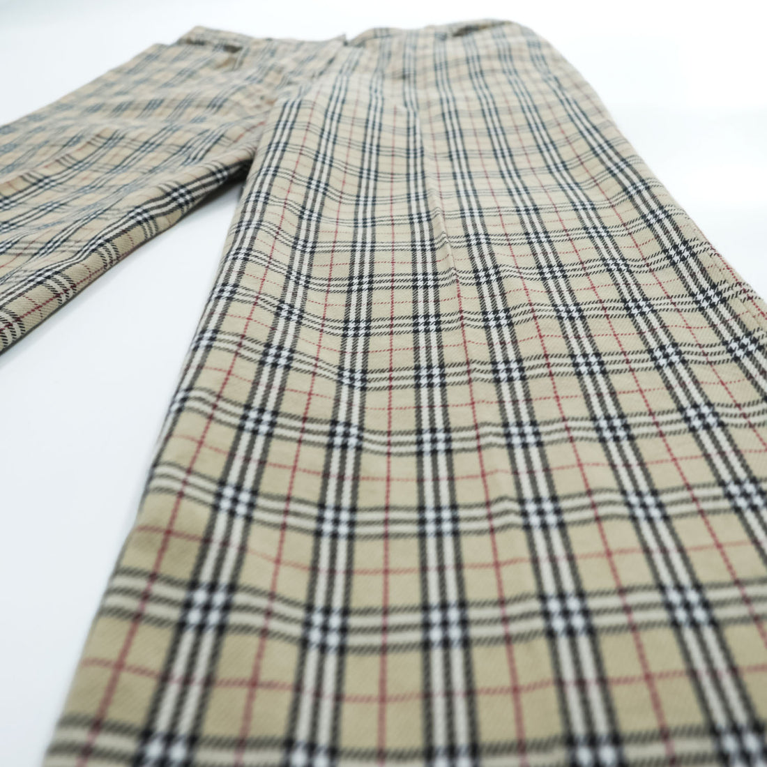 BURBERRY LONDON 日本製 ノバチェック フレア チノパンツ XL ベージュ ストレッチ