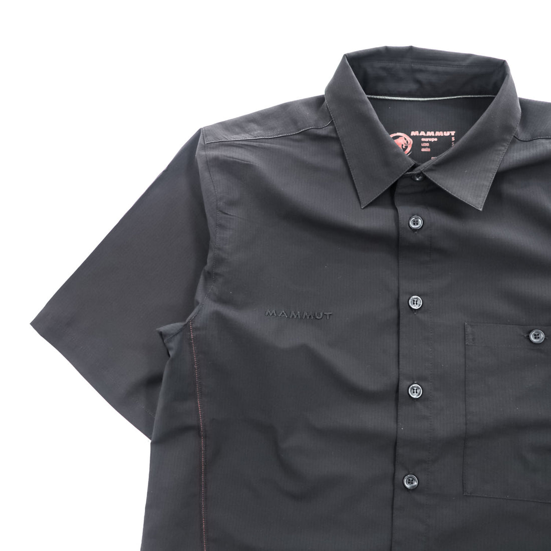 MAMMUT リップストップ ポリエステル 半袖シャツ M ブラック Finn Shirt 通気性 軽量 1030-00880