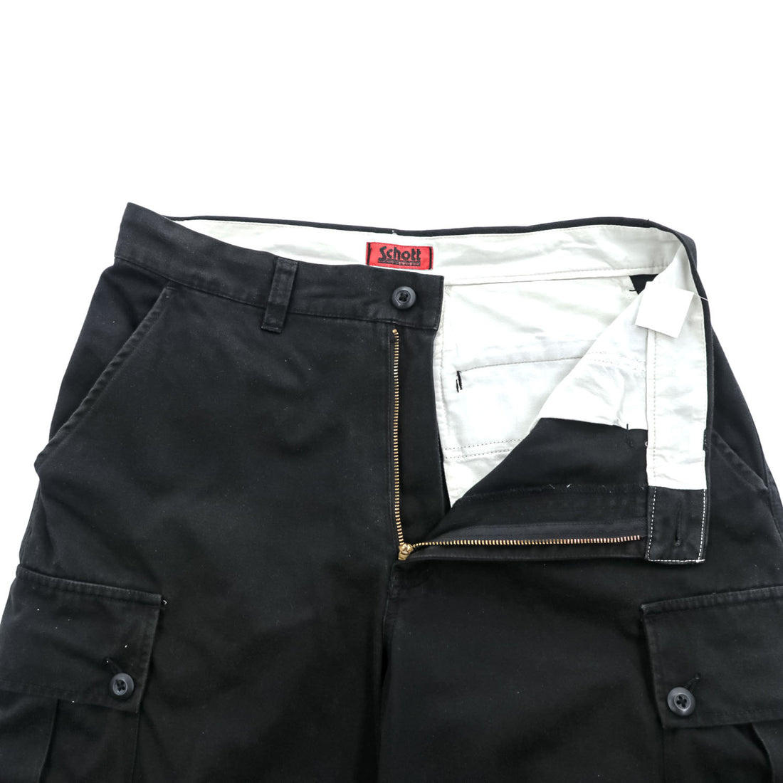 Schott NYC Cotton Cargo Shorts Black XL Military Utility Short Pants