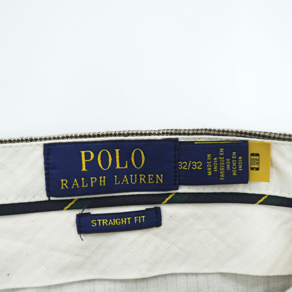 POLO RALPH LAUREN Linen Cotton Micro Check Straight Fit Trousers 32/32