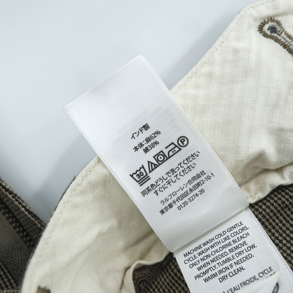 POLO RALPH LAUREN Linen Cotton Micro Check Straight Fit Trousers 32/32