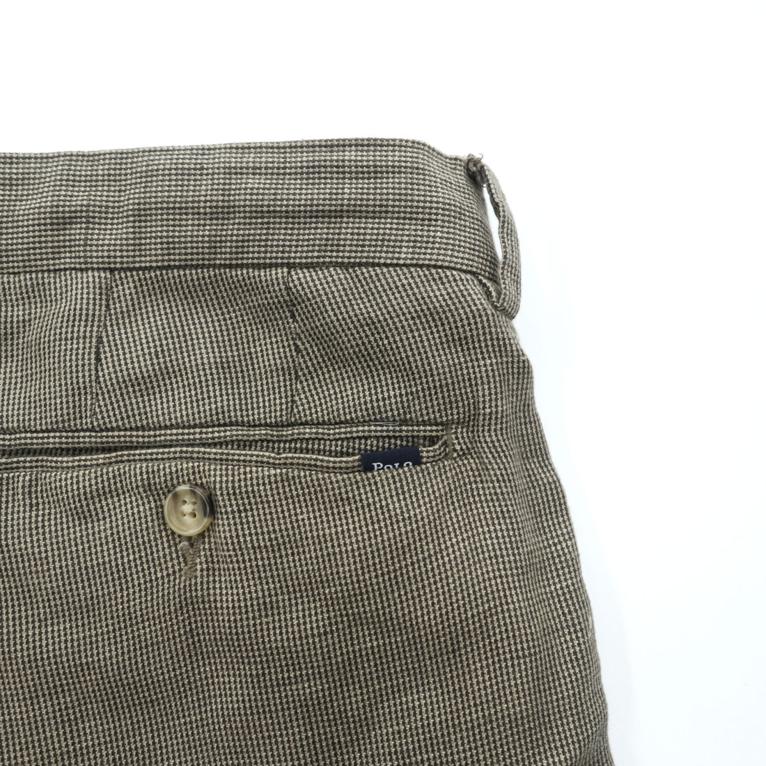 POLO RALPH LAUREN Linen Cotton Micro Check Straight Fit Trousers 32/32