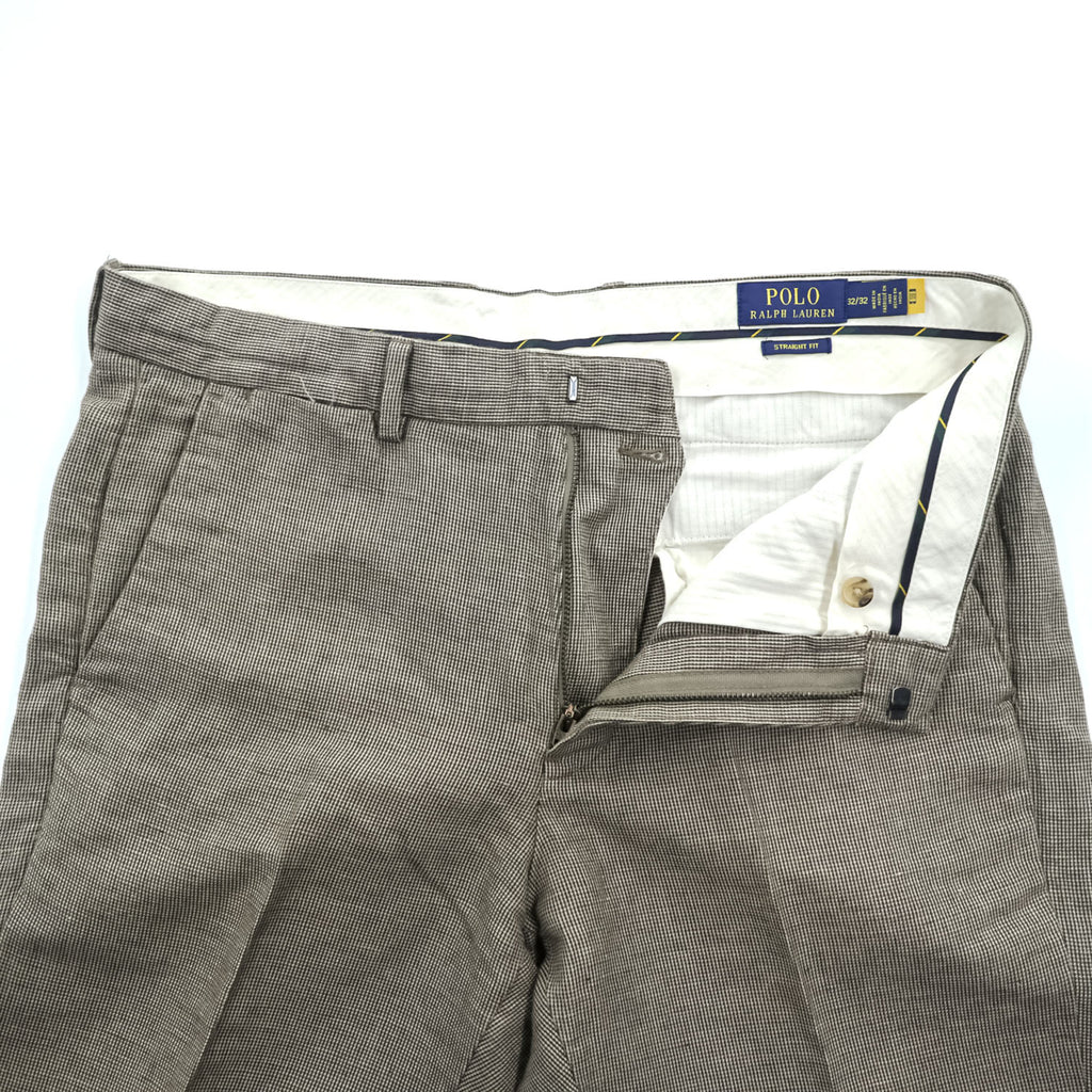 POLO RALPH LAUREN Linen Cotton Micro Check Straight Fit Trousers 32/32