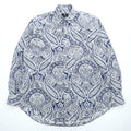ETRO Milano Men's Paisley Long Sleeve Cotton Shirt Navy White Made in Italy Size M