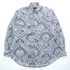 ETRO Milano Men's Paisley Long Sleeve Cotton Shirt Navy White Made in Italy Size M