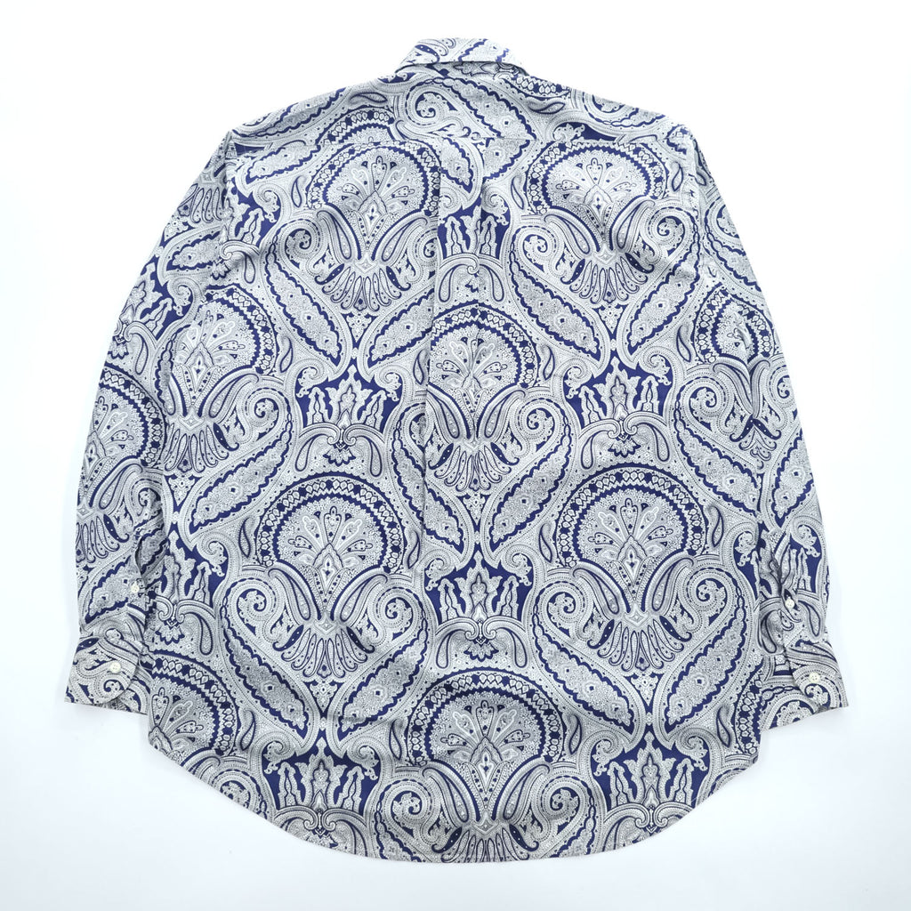 ETRO Milano Men's Paisley Long Sleeve Cotton Shirt Navy White Made in Italy Size M