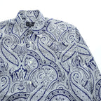 ETRO Milano Men's Paisley Long Sleeve Cotton Shirt Navy White Made in Italy Size M