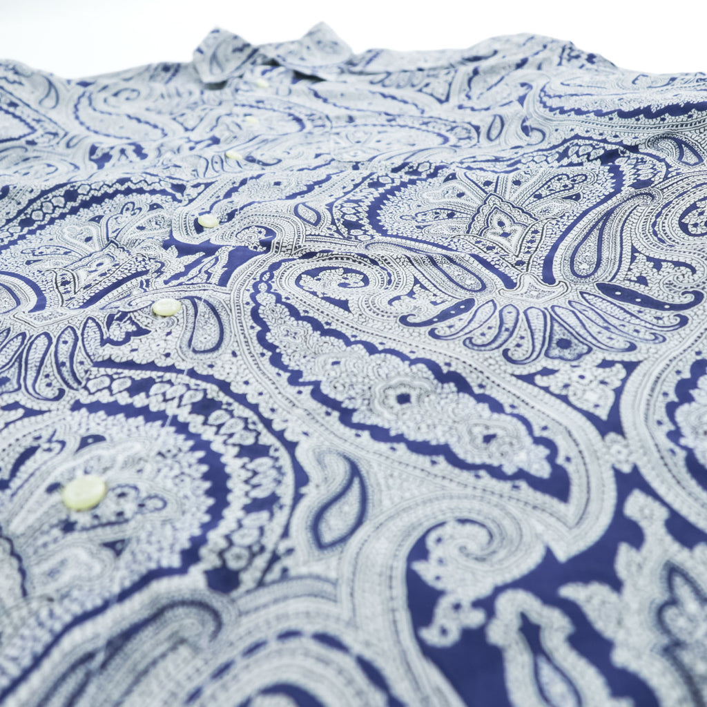 ETRO Milano Men's Paisley Long Sleeve Cotton Shirt Navy White Made in Italy Size M