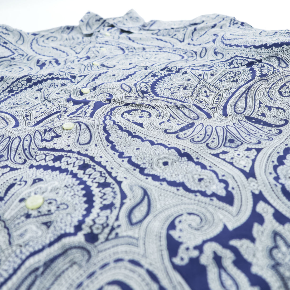 ETRO Milano Men's Paisley Long Sleeve Cotton Shirt Navy White Made in Italy Size M