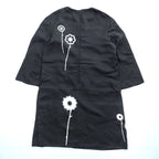 PRADA Floral Print Long Sleeve Dress Black White Size 42 Made in Italy