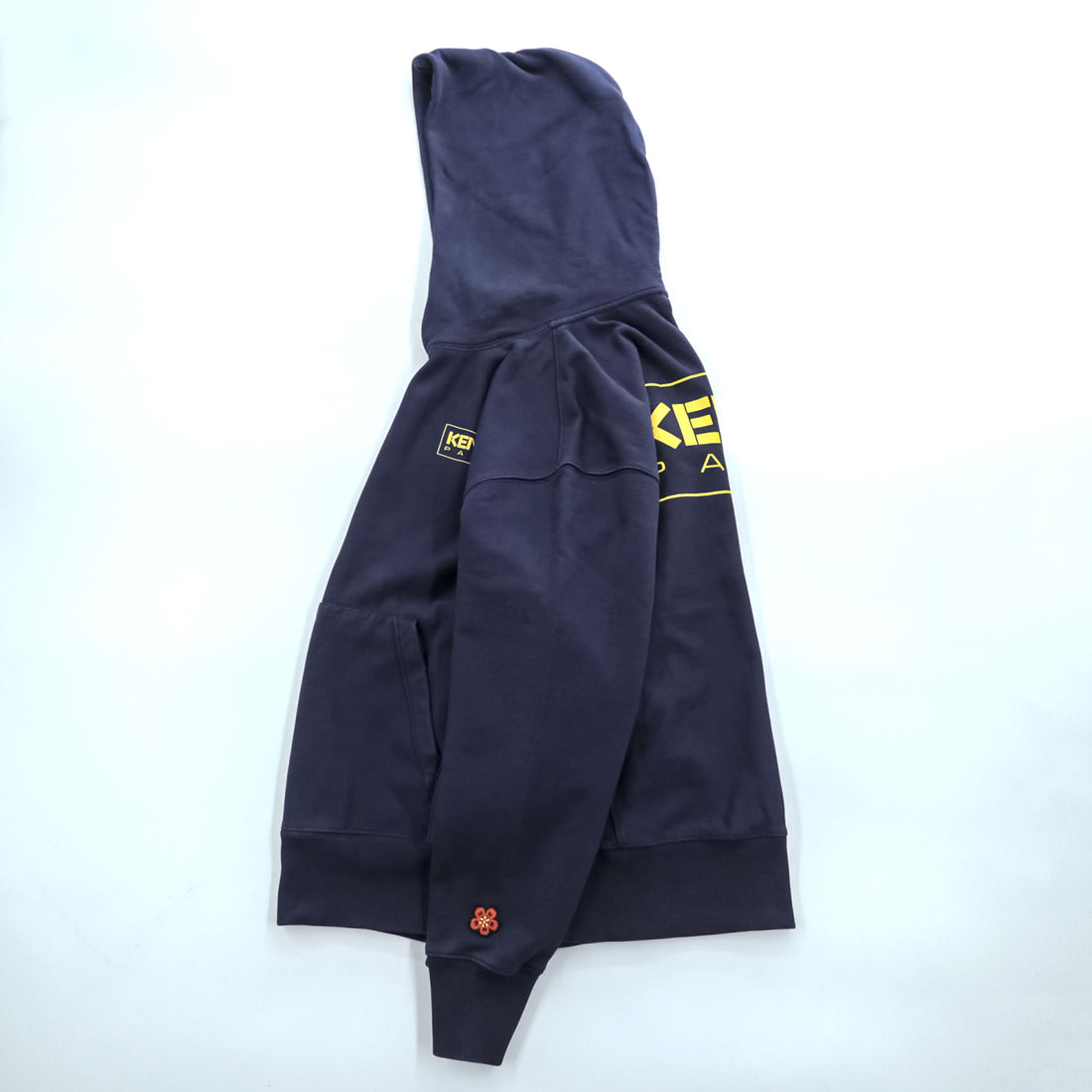 KENZO PARIS Logo Print Pullover Hoodie Navy Size S Cotton FC65SW4194MC