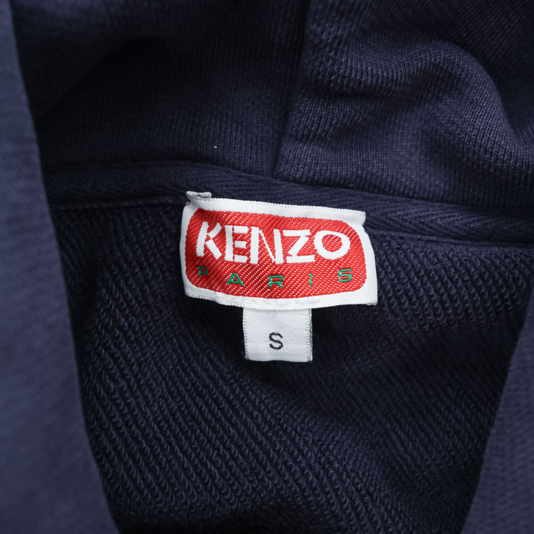 KENZO PARIS Logo Print Pullover Hoodie Navy Size S Cotton FC65SW4194MC
