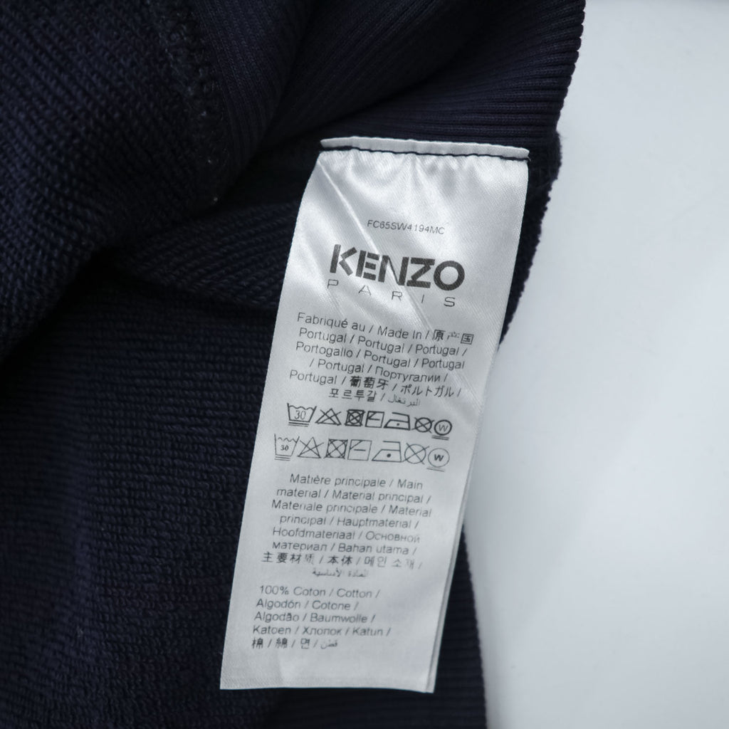 KENZO PARIS Logo Print Pullover Hoodie Navy Size S Cotton FC65SW4194MC