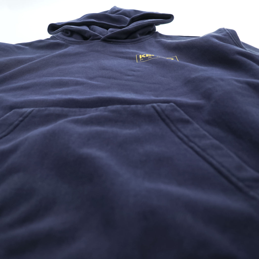 KENZO PARIS Logo Print Pullover Hoodie Navy Size S Cotton FC65SW4194MC