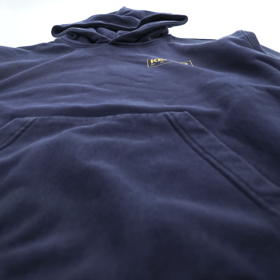 KENZO PARIS Logo Print Pullover Hoodie Navy Size S Cotton FC65SW4194MC
