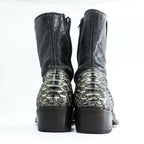 CUADRA Python Leather Western Boots, US9, Black Side Zip