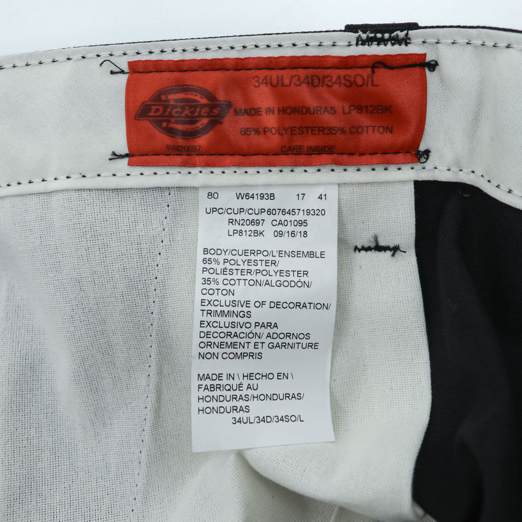 Dickies Black Work Pants 34UL LP812BK New with Tags