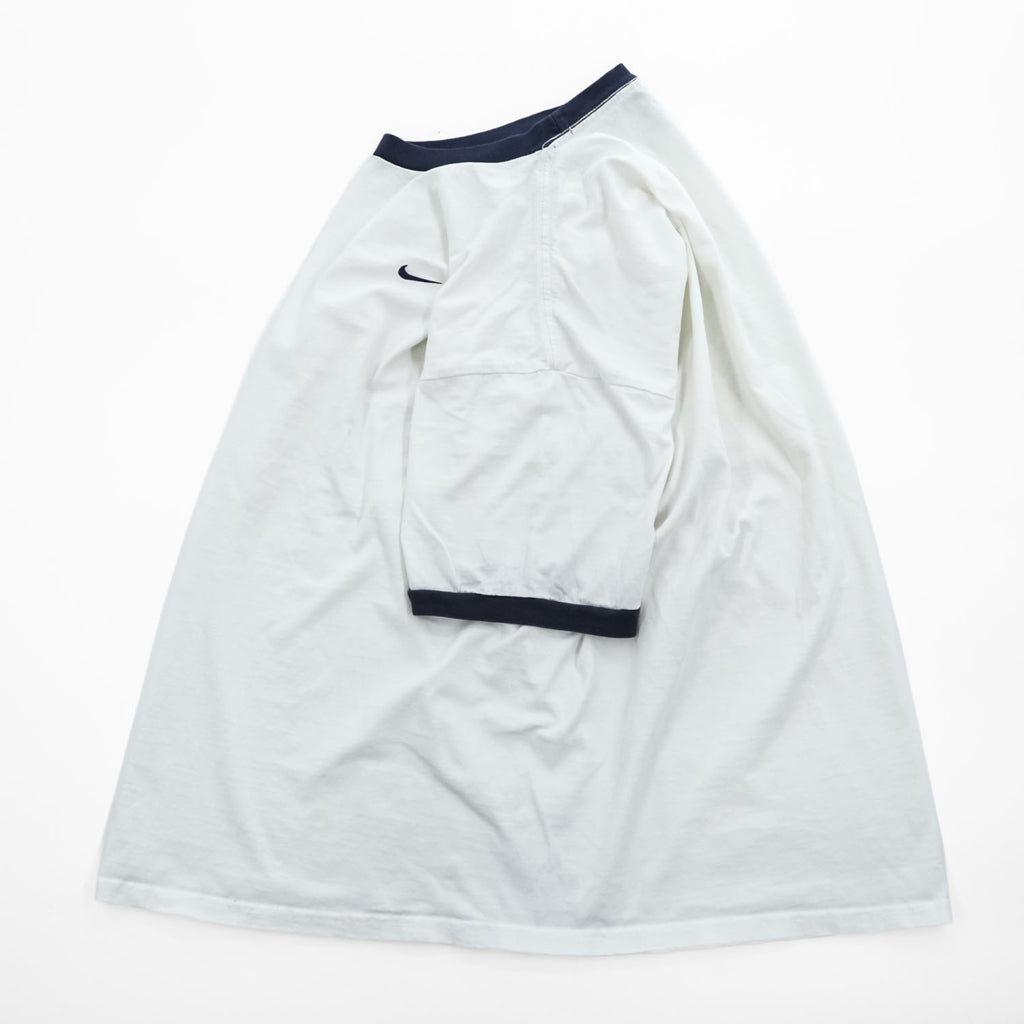 NIKE 90年代 USA製 ヴィンテージ リンガーTシャツ XL ホワイト ネイビー 刺繍 スウォッシュ