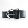 Polo Ralph Lauren Black Leather Belt Silver-Tone D-Shaped Buckle Size 34/85