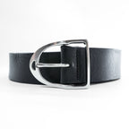Polo Ralph Lauren Black Leather Belt Silver-Tone D-Shaped Buckle Size 34/85