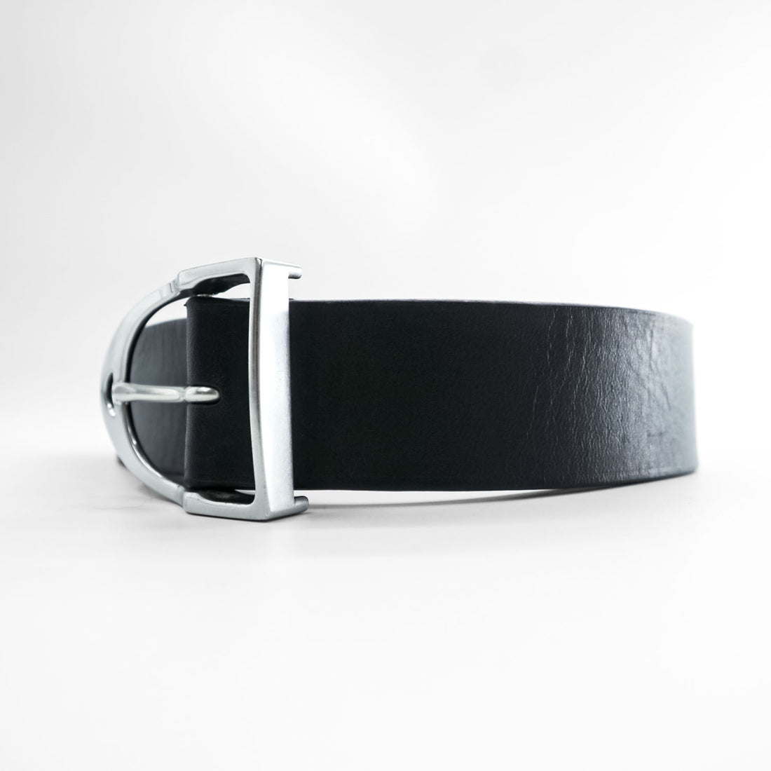 Polo Ralph Lauren Black Leather Belt Silver-Tone D-Shaped Buckle Size 34/85