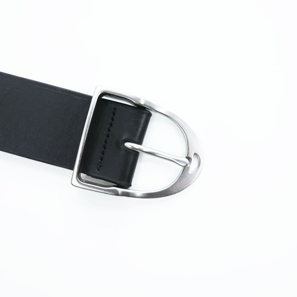 Polo Ralph Lauren Black Leather Belt Silver-Tone D-Shaped Buckle Size 34/85