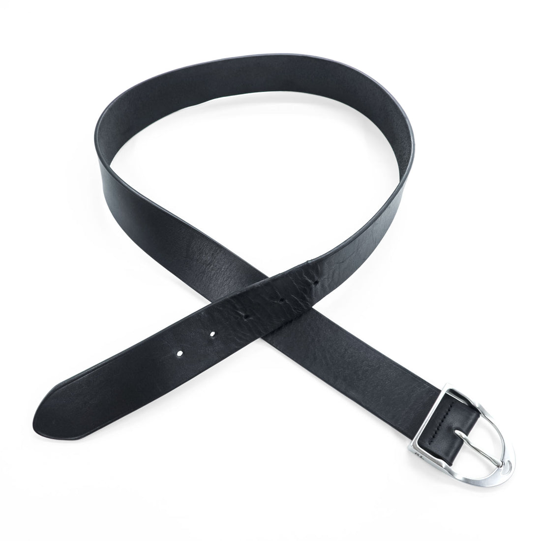 Polo Ralph Lauren Black Leather Belt Silver-Tone D-Shaped Buckle Size 34/85