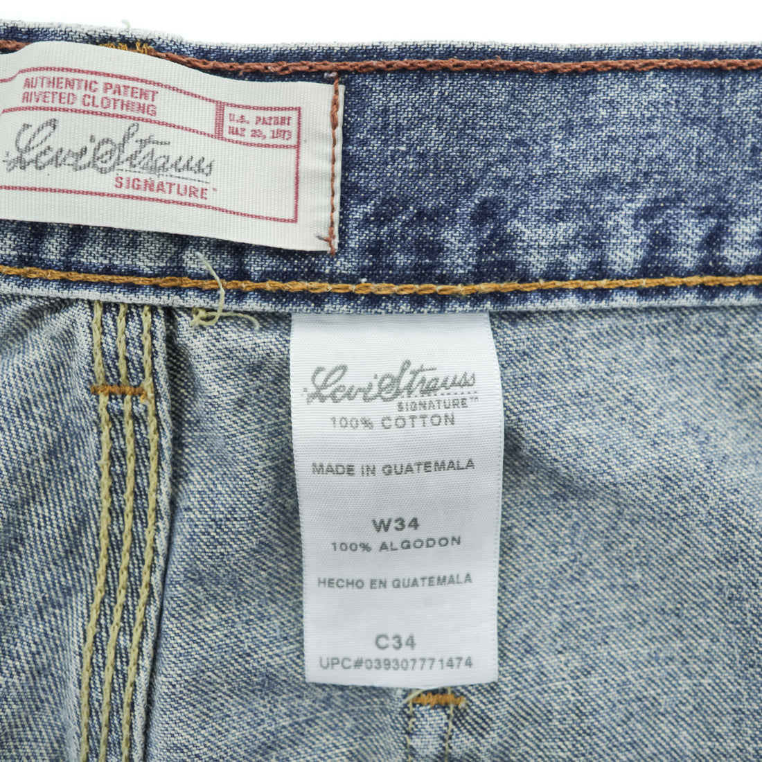 Levi Strauss Signature W34 Acid Wash Denim Cargo Shorts