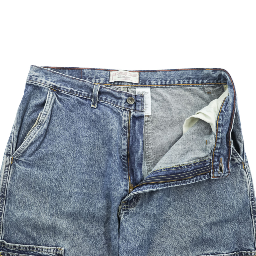 Levi Strauss Signature W34 Acid Wash Denim Cargo Shorts