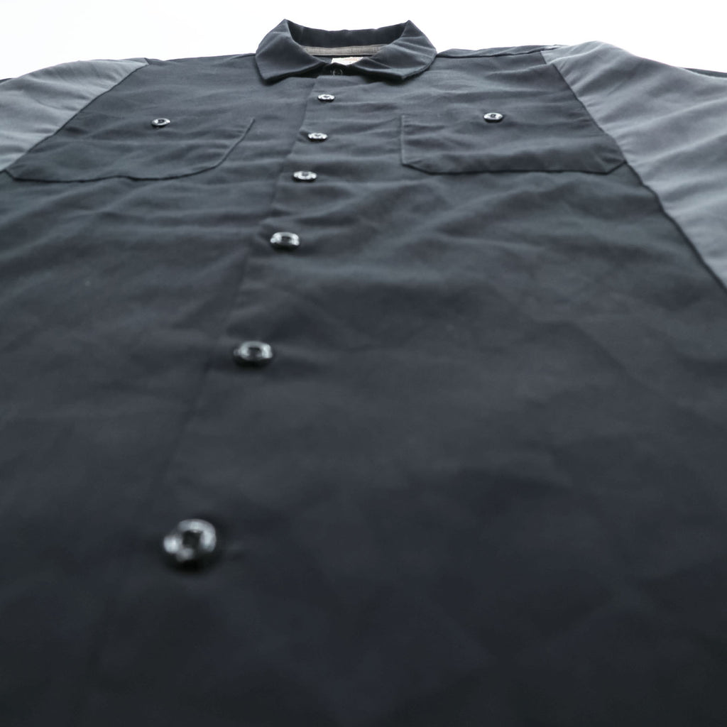Dickies 半袖 ワークシャツ L ブラック グレー ボックスシルエット ダブルポケット WS508BKCH