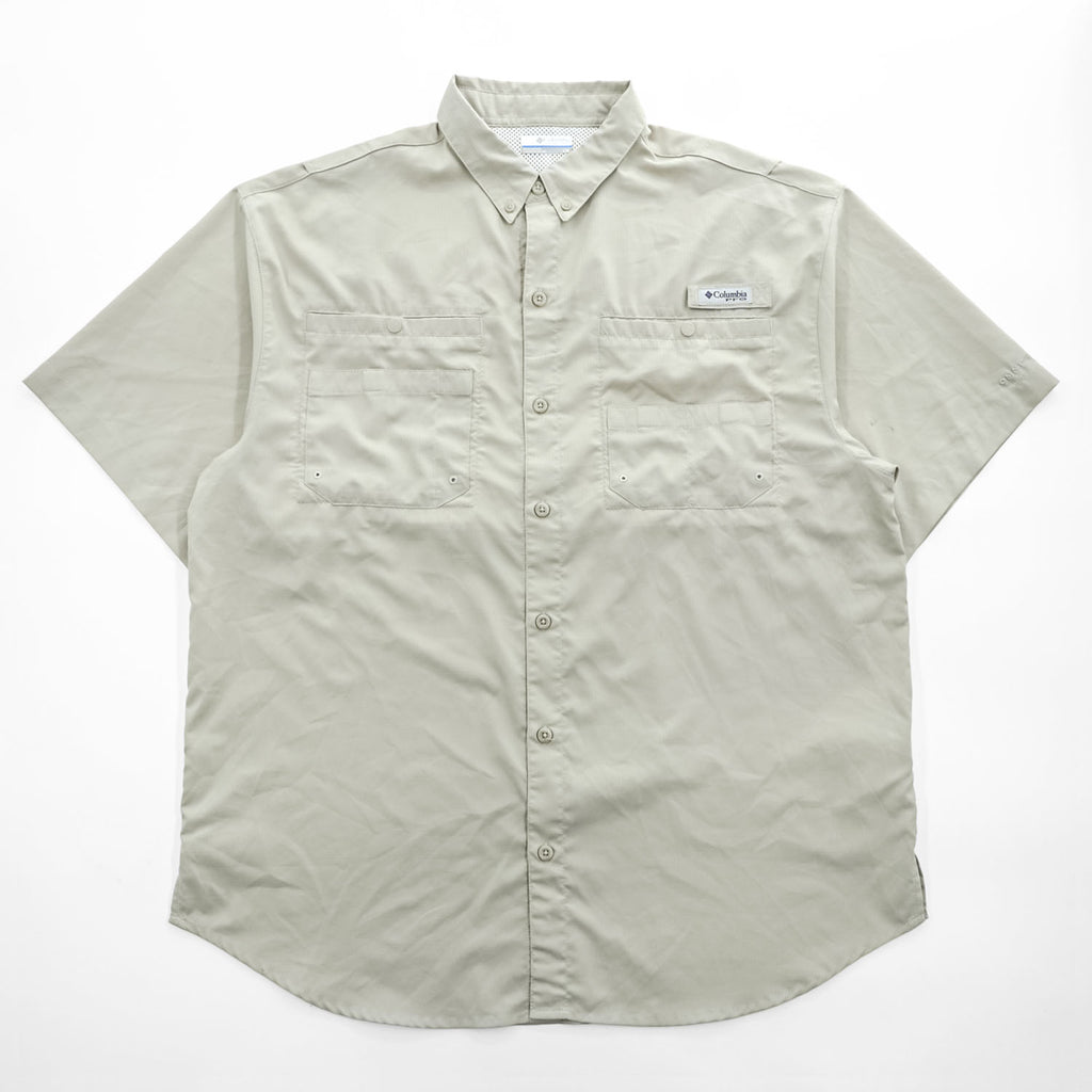 Columbia PFG Tamiami II Men's Beige Short Sleeve Fishing Shirt Size L FM7266