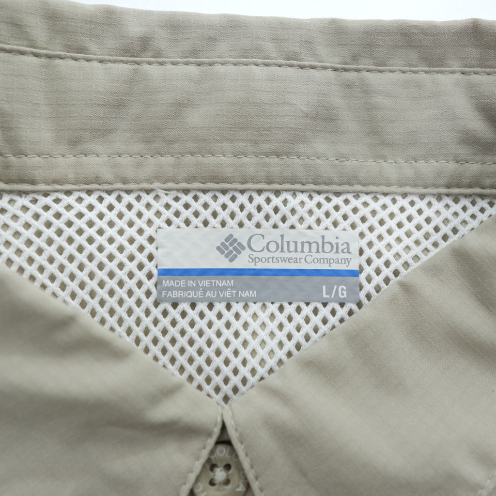 Columbia PFG Tamiami II Men's Beige Short Sleeve Fishing Shirt Size L FM7266