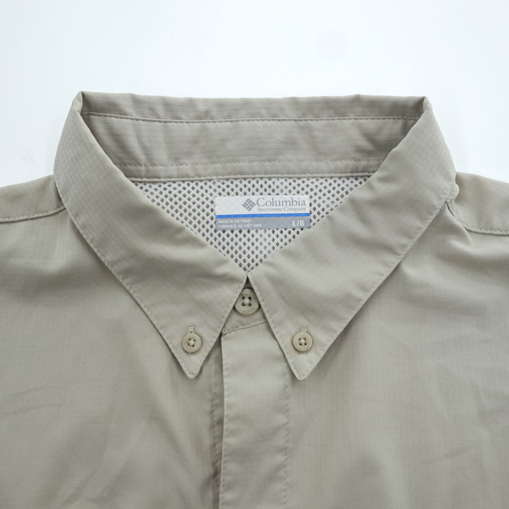Columbia PFG Tamiami II Men's Beige Short Sleeve Fishing Shirt Size L FM7266
