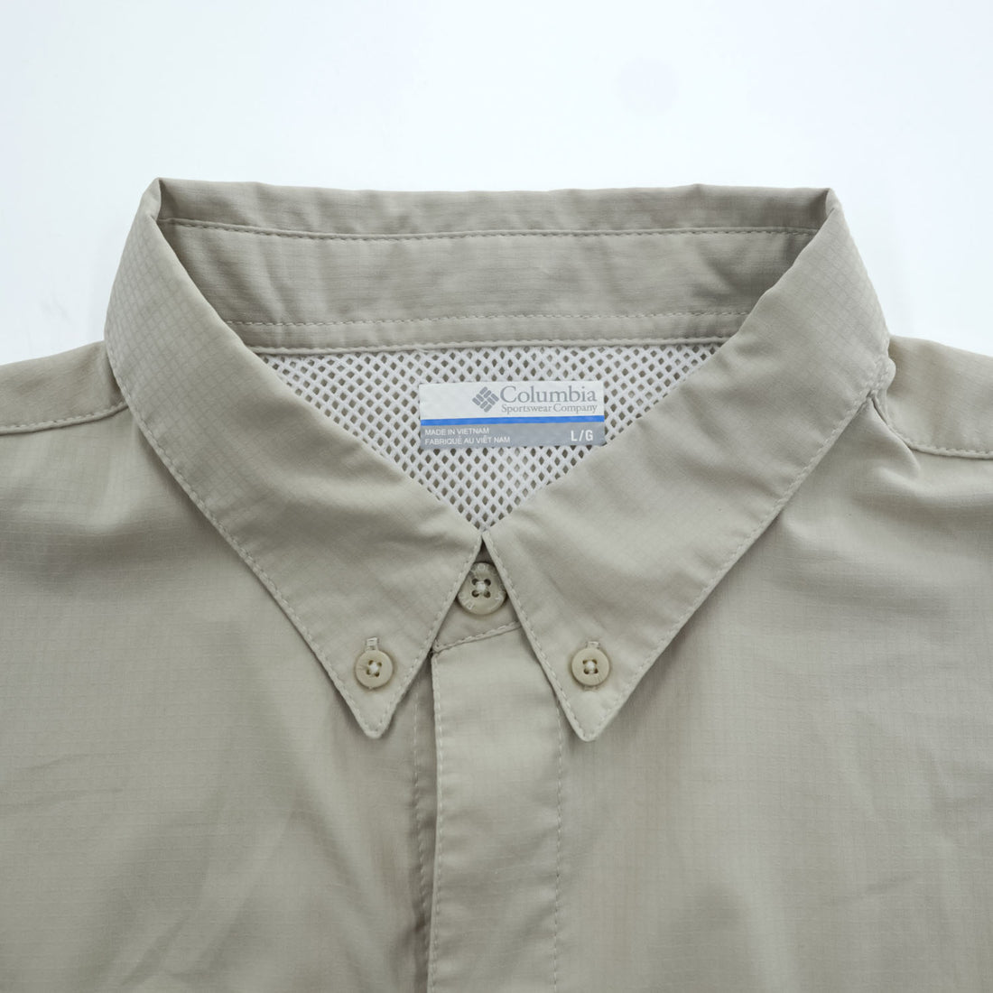 Columbia PFG Tamiami II Men's Beige Short Sleeve Fishing Shirt Size L FM7266