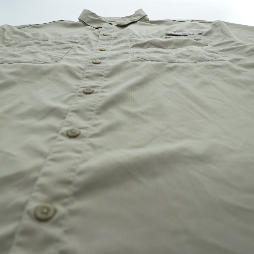 Columbia PFG Tamiami II Men's Beige Short Sleeve Fishing Shirt Size L FM7266