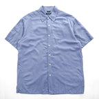 NAUTICA シルクコットン 半袖シャツ XL ブルー ワンポイント EASY CARE SILK BLEND