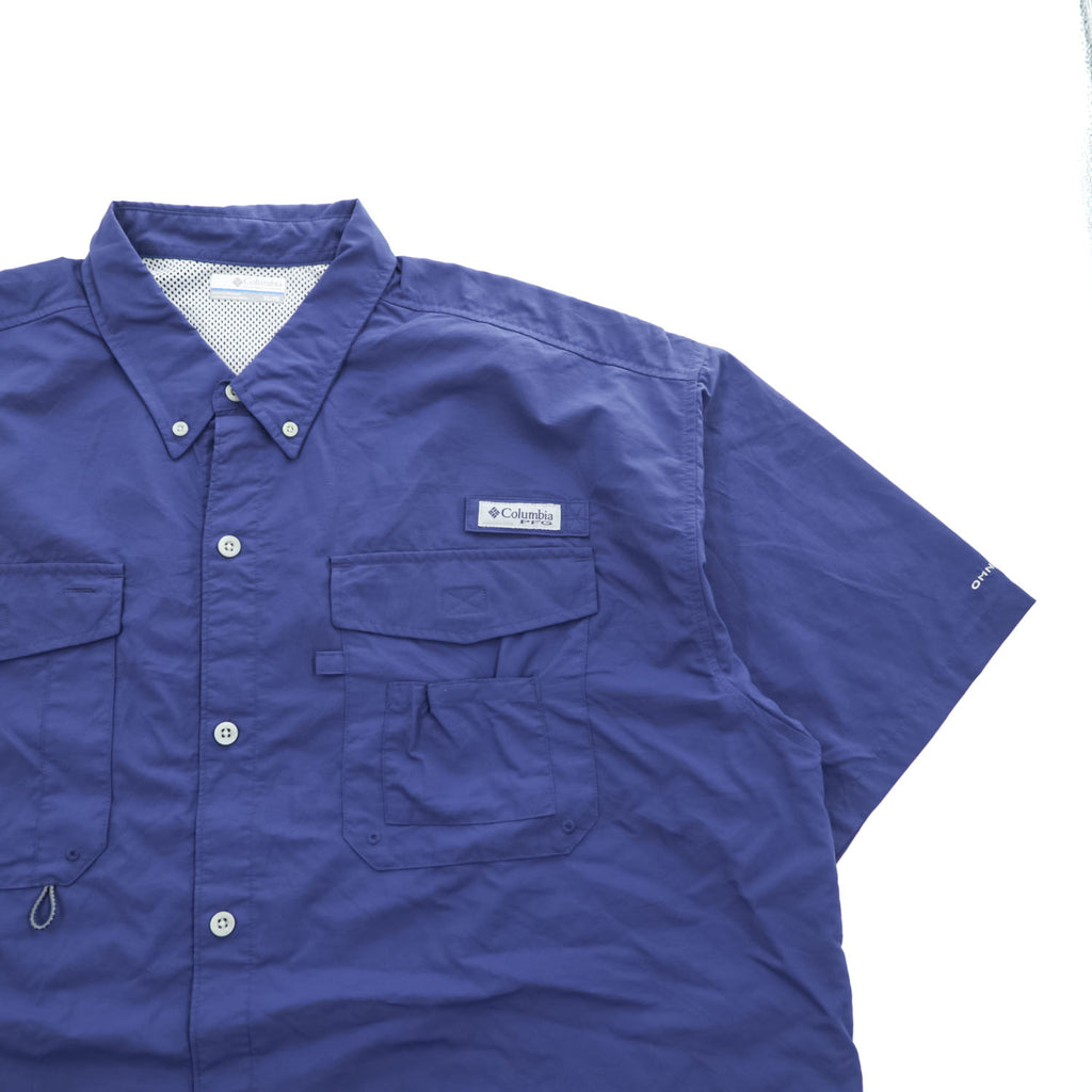 Columbia PFG 半袖 フィッシングシャツ OMNI-SHADE XL ネイビー メッシュ ビッグサイズ ボタンダウン XM7150