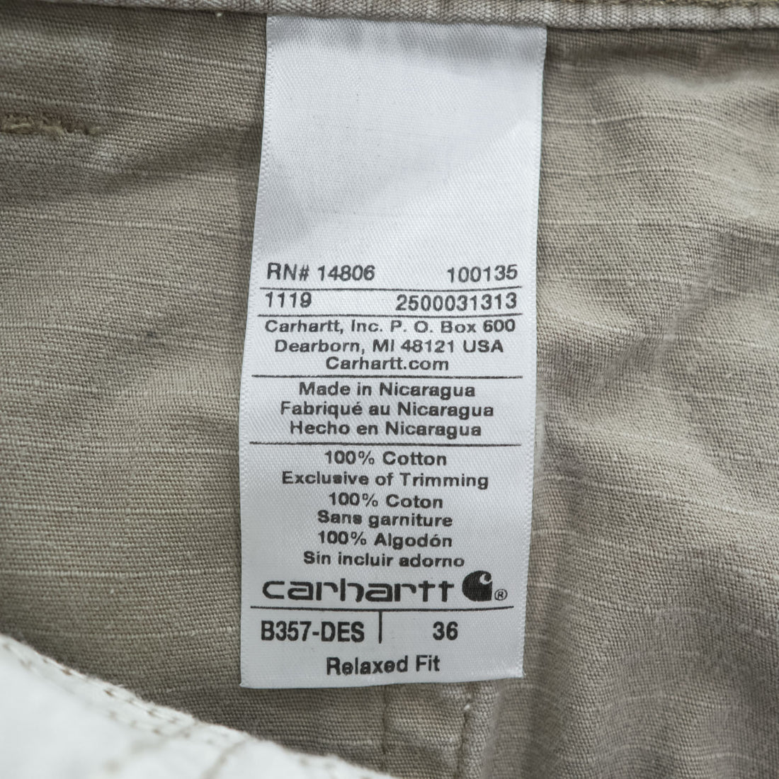 carhartt カーゴショーツ RELAXED FIT ショートパンツ ハーフパンツ L ベージュ リップストップ B357-DES